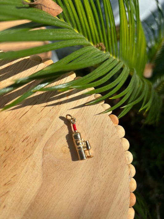 Wine Bottle Charm Gold